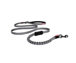 EzyDog Zero Shock LITE Dog Lead - Bungee Lead for Small Dogs Under 12kg - Shock Absorber with Soft Double Handle, Accessory D-Ring & Reflective Trim Dog Leash, 1.2m (Grey, 1.2m)