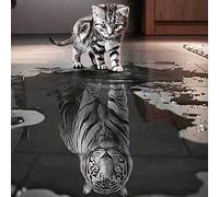 EZYHO 5D Diamond Painting,5D DIY Diamond Embroidery Cute Kitten and Water Square/Round Rhinestone Sets Full Diamond Painting Cross Stitch Needlework Kbl 50x60cm Jyu272