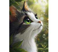 EZYHO 5D Diamond Painting Kits DIY Diamond Art Canvas Crystal Crafts Painting Pictures for Adults Kids Home Wall Decor Cute Kitten 50x50cm Jyu032