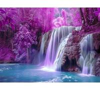 EZYHO 5D Diamond Painting Kits DIY Diamond Art Canvas Crystal Crafts Painting Pictures for Adults Kids Home Wall Decor Beautiful Waterfall Scenery 40x40cm Jyu101