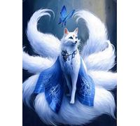EZYHO 5D Diamond Painting Kits DIY Diamond Art Canvas Crystal Crafts Painting Pictures for Adults Kids Home Wall Decor Nine-Tailed Fox 50x50cm Jyu030