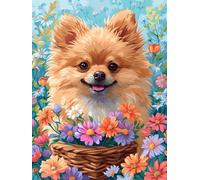 EZYHO Diamond Painting Dog, Flower Diamond Art Kits Adults, 5D Full Drill Crystal Art Embroidery Kits, Gem Art Accessories for Beginners, Diamond Art for Christmas Decorations 50x60cm Jyu482