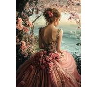 EZYHO Diamond Painting Kits DIYDiamondRhinestone Crystal Painting Painting by Numbers for Children Adults Home Wall Decoration Girl in Flower Skirt 30 * 40CM