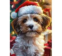 EZYHO DIY Diamond Painting Christmas Dog Full Drill Animal Dimond Arts Craft Gem Art Paintings for Home Wall Decoration 40 * 50CM
