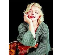 EZYHO DIY Diamond Painting Kit, Marilyn Monroe Playing Guitar Poster Round Diamond Embroidery Mosaic Handmade Gift 30 * 40CM
