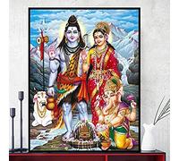 EZYHO DIY Set Diamond Painting Kits for Adults and Children Embroidery Art Crafts Home Wall Decoration Living Room Decorative Painting Indian Religion Shiva Parvati Ganesha 30 * 40CM