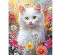 EZYHO Flowers Cat Diamond Painting Kits for Adults Beginners Round Gem Crafts,Diamond Art Painting Kit DIY Crystal Cross Stitch Gifts Home Wall Decoration 40 * 50CM