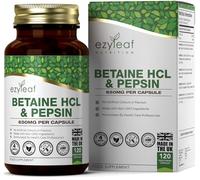 Ezyleaf Betaine HCL with Pepsin 650mg | 120 Vegan Capsules | Betaine Hydrochloride with Pepsin | Digestive Enzyme Supplements | No Artificial Ingredients | ISO Certified, Gluten Free Non-GMO | UK Made