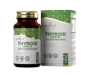Ezyleaf Thyroid Complex | L Tyrosine Thyroid Support Supplement with Ashwagandha, Iodine, Zinc, Kelp, Sea Moss, Potassium Iodide, Guggul Extract & Selenium | 90 L-Tyrosine Capsules | UK ISO Certified