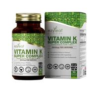 Ezyleaf Vitamin K Super Complex | Vitamin K2 MK7 - Vitsmin-K2 MK4 - VIT K1 | 2600µg per Capsule | 90 K2 MK-7 Vegan Capsules | Non-GMO, Allergen Free Formula with Vitamin-C | Made in The UK