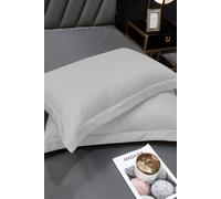 Ezysleep 100% Egyptian Cotton Grey Oxford Pillowcase Set in Silver | Size: Standard Pillow Case Ezysleep Silver Standard Pillow Case