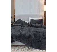 Ezysleep Black Faux Fur Duvet Cover Set Black Single