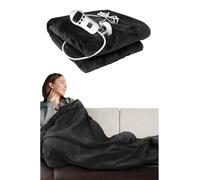 Cosy Heated Over Throw Fleece Blanket With Adjustable Control Ezysleep Grey One Size