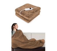 Cosy Heated Over Throw Fleece Blanket With Adjustable Control Ezysleep Natural One Size