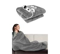 Cosy Heated Over Throw Fleece Blanket With Adjustable Control Ezysleep Silver One Size