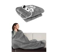 Ezysleep Cosy Heated Over Throw Fleece Blanket With Adjustable Control In Silver Silver One Size