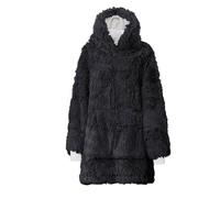 Ezysleep Faux Fur Oversized Luxury Soft Hoodie In Black Black One Size