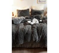 Groundlevel Grey Faux Fur Soft Duvet Cover Set