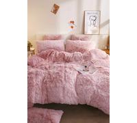 Ezysleep Pink Faux Fur Duvet Cover Set Pink Single