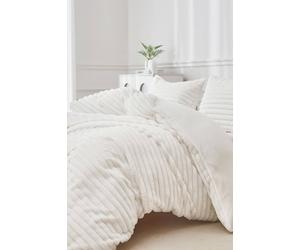 Ezysleep Super Soft Luxury Faux Fur Stripe Duvet In Cream Cream