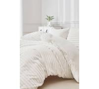 Ezysleep Super Soft Luxury Faux Fur Stripe Duvet In Cream Cream Single