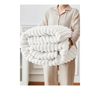 Ezysleep Super Soft Luxury Faux Fur Stripe Throw In Cream Cream Large