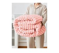 Ezysleep Super Soft Luxury Faux Fur Stripe Throw In Pink Pink Large