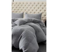 Ezysleep Winter Warm Soft Teddy Fleece Duvet Set in Silver | Size: Double Ezysleep Silver Double