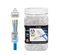 EZYUMM 100 Pieces RJ45 Cat6 Pass Through Connectors Gold Plated Ethernet Modular UTP Plug Connector Ends