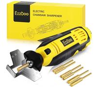 EzzDoo Electric Chainsaw Sharpener Kit with Titanium-Coated Diamond Bits - High-Speed Chain Saw Sharpener Tool and 6 High Hardness Sharpening Wheels for All Chainsaw Chains.