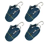 EZZLife Bungee Cords with Hooks, 4 Pack 79in/2m Adjustable Flat Elastic Luggage Bungee Straps for Camping Bicycle Car Van (Blue, 2M)