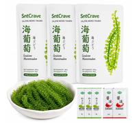 Ezzlorian Salted Sea Grapes 3 Pack - Umibudo Green Caviar Seaweed, Ready to Eat Natural Sea Vegetable with Wasabi & Soy Sauce, Vegan Gluten Free, Great for Poke Bowls, Salads & Sushi