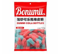 Ezzlorian Sour Cola Bottles Gummy Sweets, 150g Vegan Fizzy Cola Gummy Candy with Real Fruit Juice, Gluten Free & No Artificial Colours, Chewy Sour Sand Coated Cola Gummies for Party, Snacks & Sharing