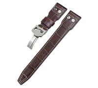 EZZON 20mm 21mm 22mm Real Leather Rivets Watchband Fit For IWC SPITFIRE Big Pilot's Watch IW5009 Cowhide Strap(Brown white bamboo 2,21mm)