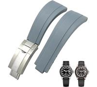 EZZON 20mm 21mm Rubber Short Buckle Watchband Fit For Rolex Daytona Submariner Role OYSTERFLEX Yacht Master Small Wrist Silicone(Gray Short Buckle,21mm)