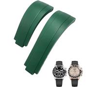 EZZON 20mm 21mm Rubber Short Buckle Watchband Fit For Rolex Daytona Submariner Role OYSTERFLEX Yacht Master Small Wrist Silicone(Green,21mm)