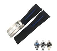 EZZON 21mm Silicone Rubber Watch Band Replacement for Role Rolex DEEPSEA Sea-Dweller 126660 Blue Black Diving Sport Strap Free Tools(Blue line,21mm)