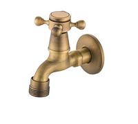 EZZON Antique Bronze Brass Bibcock Faucet - Multi-Use Wall-Mounted Water Tap for Washing Machine, Garden & Bathroom Mop Sink(B)