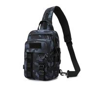 EZZON Camping Chest Backpack Tactical Fishing Rod Lure Bag Outdoor Travel Camouflage Crossbody Waist Men Sling Shoulder Bag Fanny Pack(Black Camo)