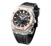 EZZON GA2100 MOD Kit For GA2100HC-2A Metal Watch Case Silicone Strap 316 Stainless Steel Modified Accessories Bracelet Bezel bands(Silver ROSE 5)