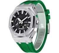 EZZON Metal Watch Case and Rubber Band Stainless Steel Watch Bezel Rubber Strap Compatible with gm2100 ga2100/2110-Mod Kit 5th Gen Modfication Accessories(U,Ga2100/2110)