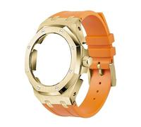 EZZON The fourth generation full metal bezel+fluorine rubber strap, suitable for GA2100/GA-2110 Replacement Parts for Men/Women GA2100/GA-2110 Retrofit Upgrade(Gold 1)