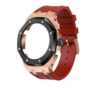 EZZON The fourth generation full metal bezel+fluorine rubber strap, suitable for GA2100/GA-2110 Replacement Parts for Men/Women GA2100/GA-2110 Retrofit Upgrade(SeGold-Black 2)