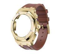 EZZON The fourth generation full metal bezel+fluorine rubber strap, suitable for GA2100/GA-2110 Replacement Parts for Men/Women GA2100/GA-2110 Retrofit Upgrade(Gold 7)