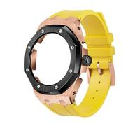 EZZON The fourth generation full metal bezel+fluorine rubber strap, suitable for GA2100/GA-2110 Replacement Parts for Men/Women GA2100/GA-2110 Retrofit Upgrade(RoseGold-Black 4)