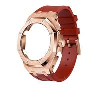 EZZON The fourth generation full metal bezel+fluorine rubber strap, suitable for GA2100/GA-2110 Replacement Parts for Men/Women GA2100/GA-2110 Retrofit Upgrade(RoseGold 3)