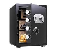 EZZPGDKU Deluxe Mechanical Key Lock Safe and Lock Box, Money Box, Perfect for Home, Office, Hotel, Business, Jewelry, Cash Storage, Alloy Steel, Black