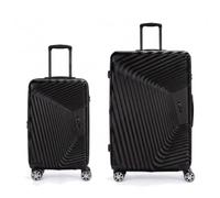 EZZYROL ABS Hard Shell Suitcase Set of 2 Lightweight 4-Wheel Spinner Luggage with TSA007 Travel Sentry Lock, Cabin and XXL Matching Hardside Travel Trolley Cases - Black