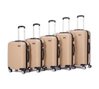 EZZYROL Ocean Suitcase Set of 5 Hard Shell ABS, 20 26 28 30 32 Inch, Cabin Plus 4 Hold Cases, 453L Total, Combination Locks, 4 Spinner Wheels Ribbed Luggage, Beige