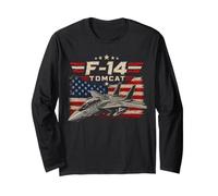 F-14 Retro Twin Tail Naval Fighter Jet American Aviation Long Sleeve T-Shirt